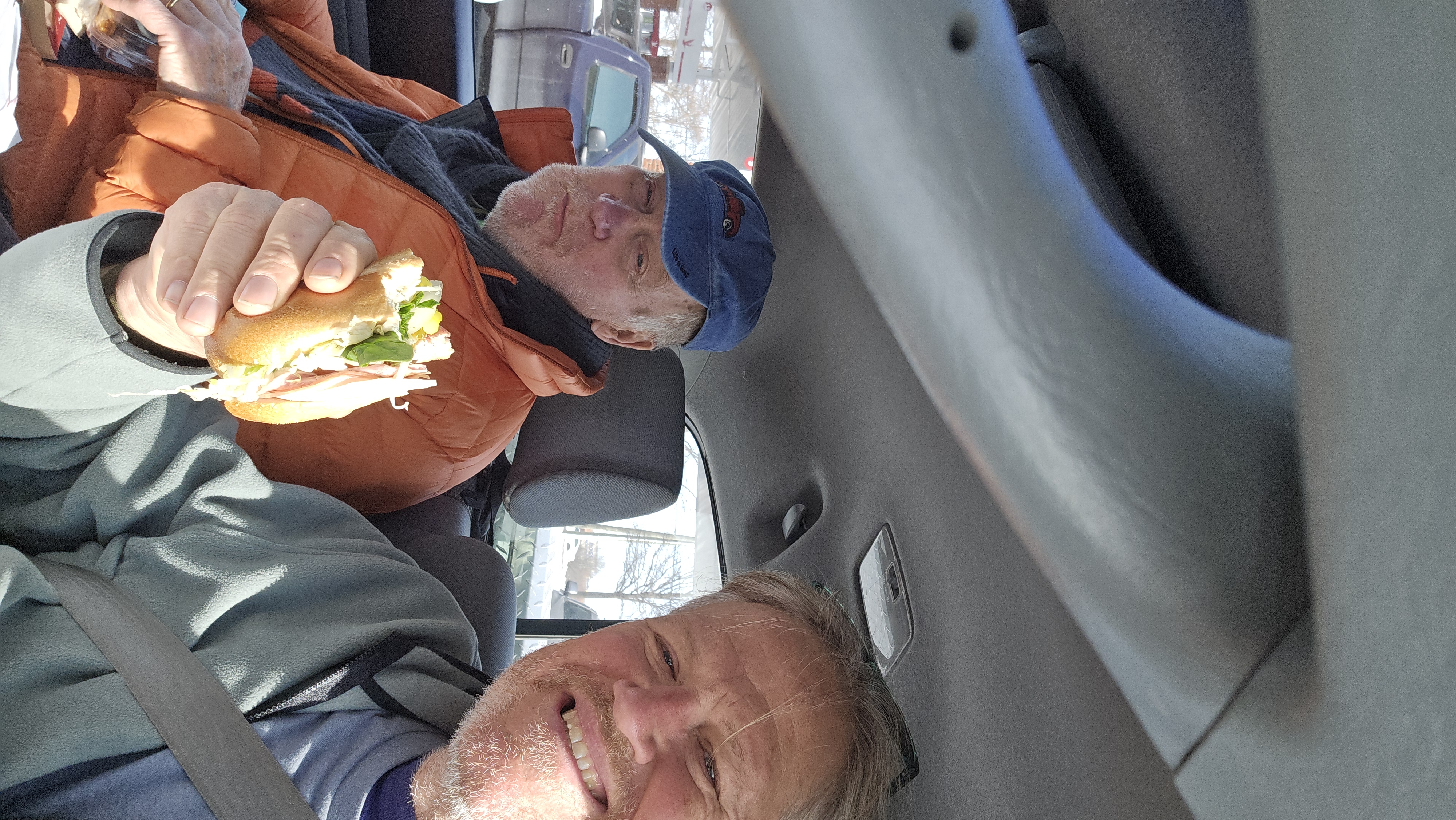 Dad and Ben with a hoagie