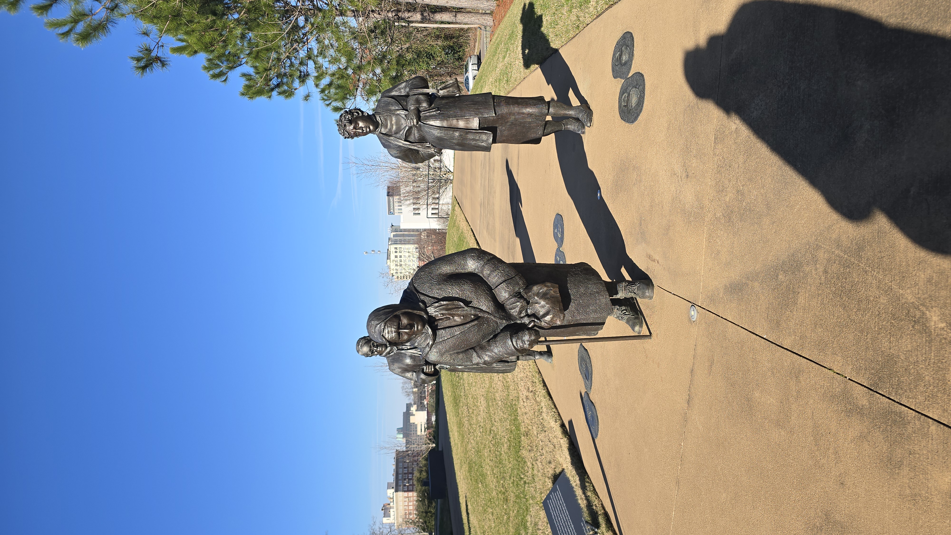 Protest walkers at the memorial