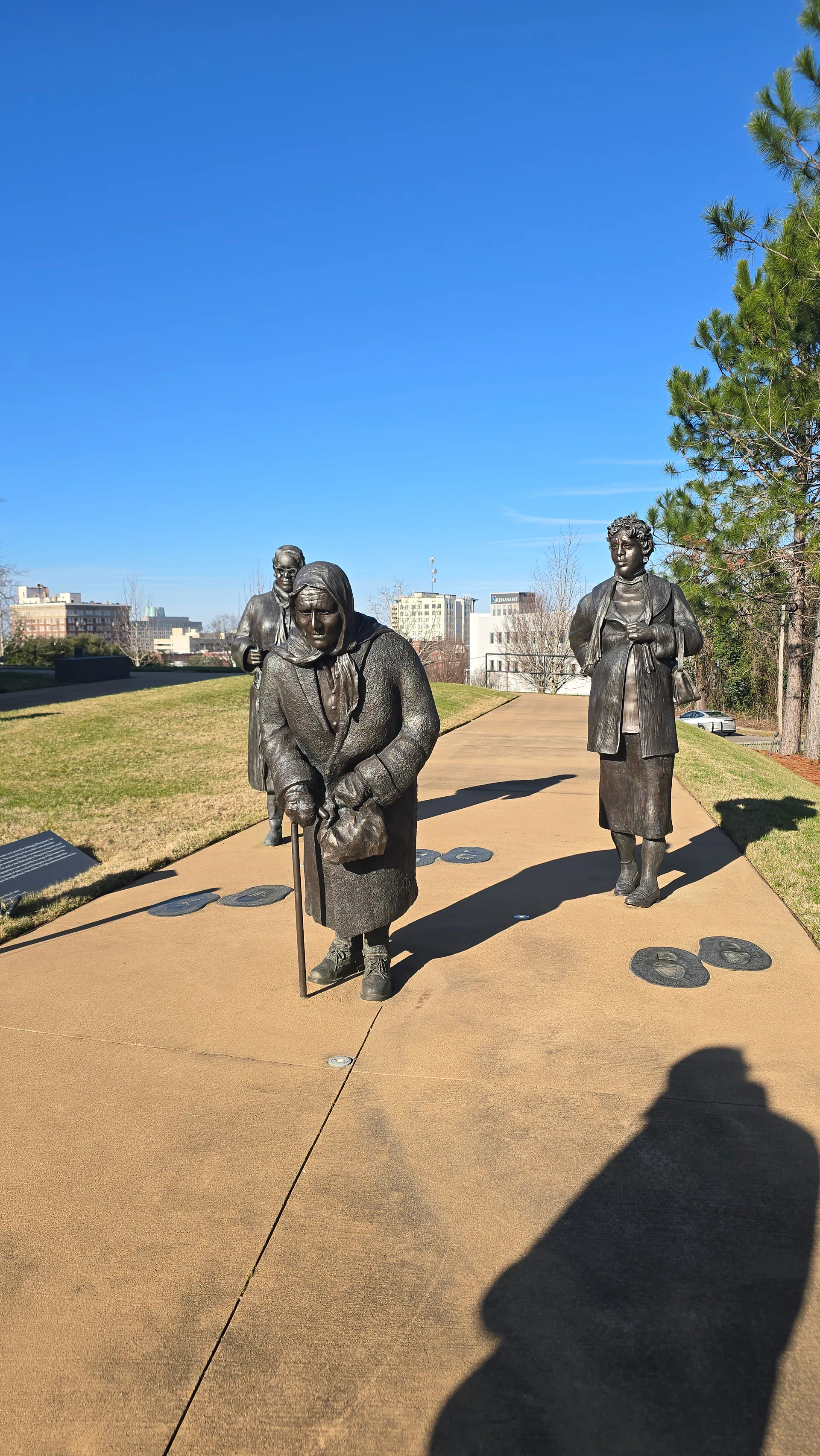 Protest walkers at the memorial