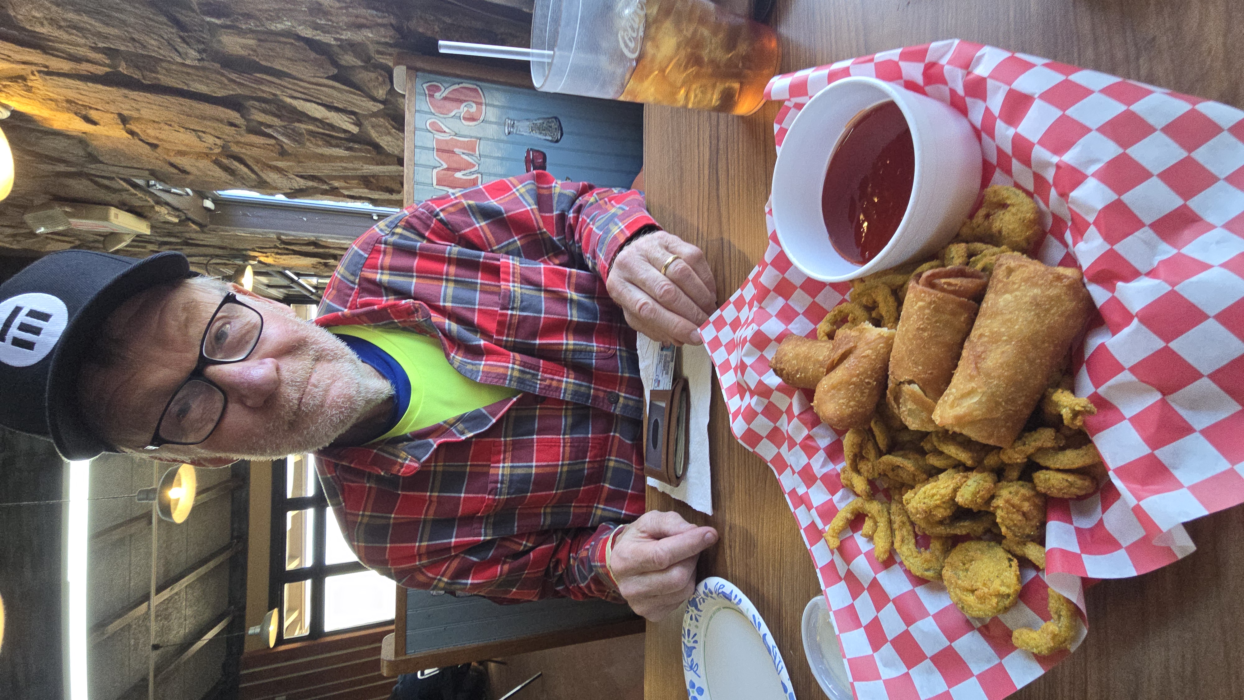 Dad with the fried jalapeño crayfish egg roll