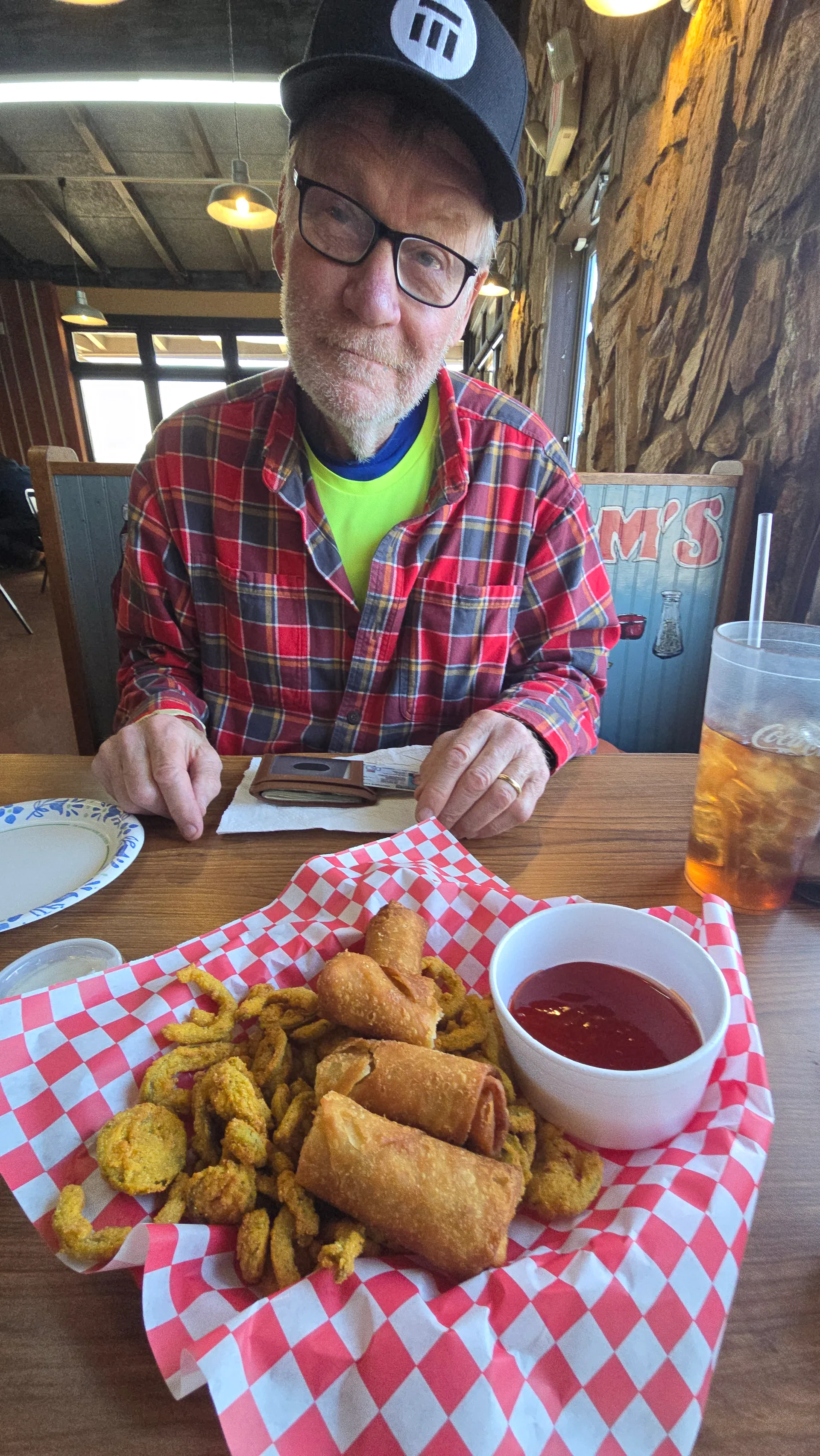 Dad with the fried jalapeño crayfish egg roll