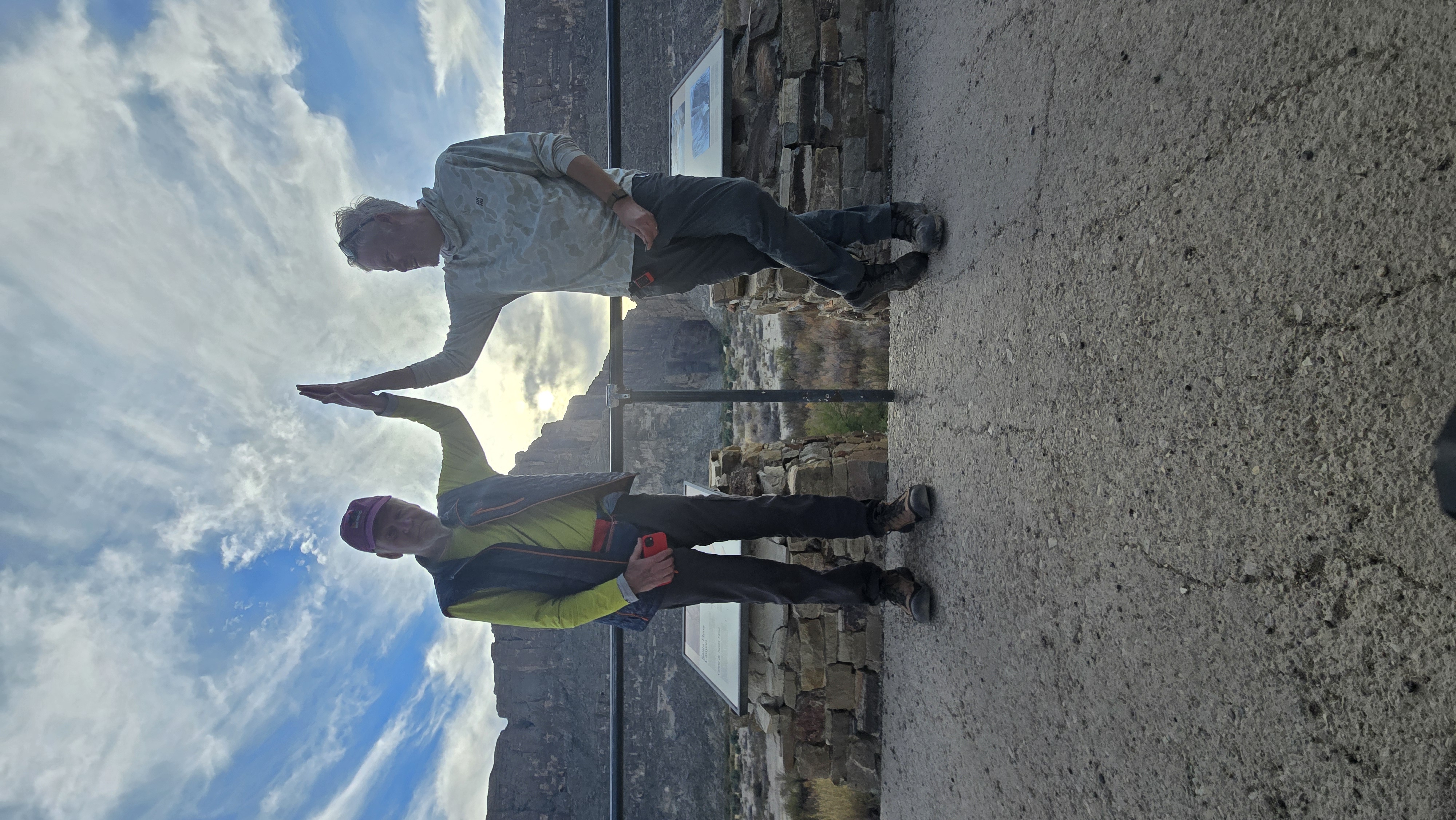 Ben and Dad high five at the canyon